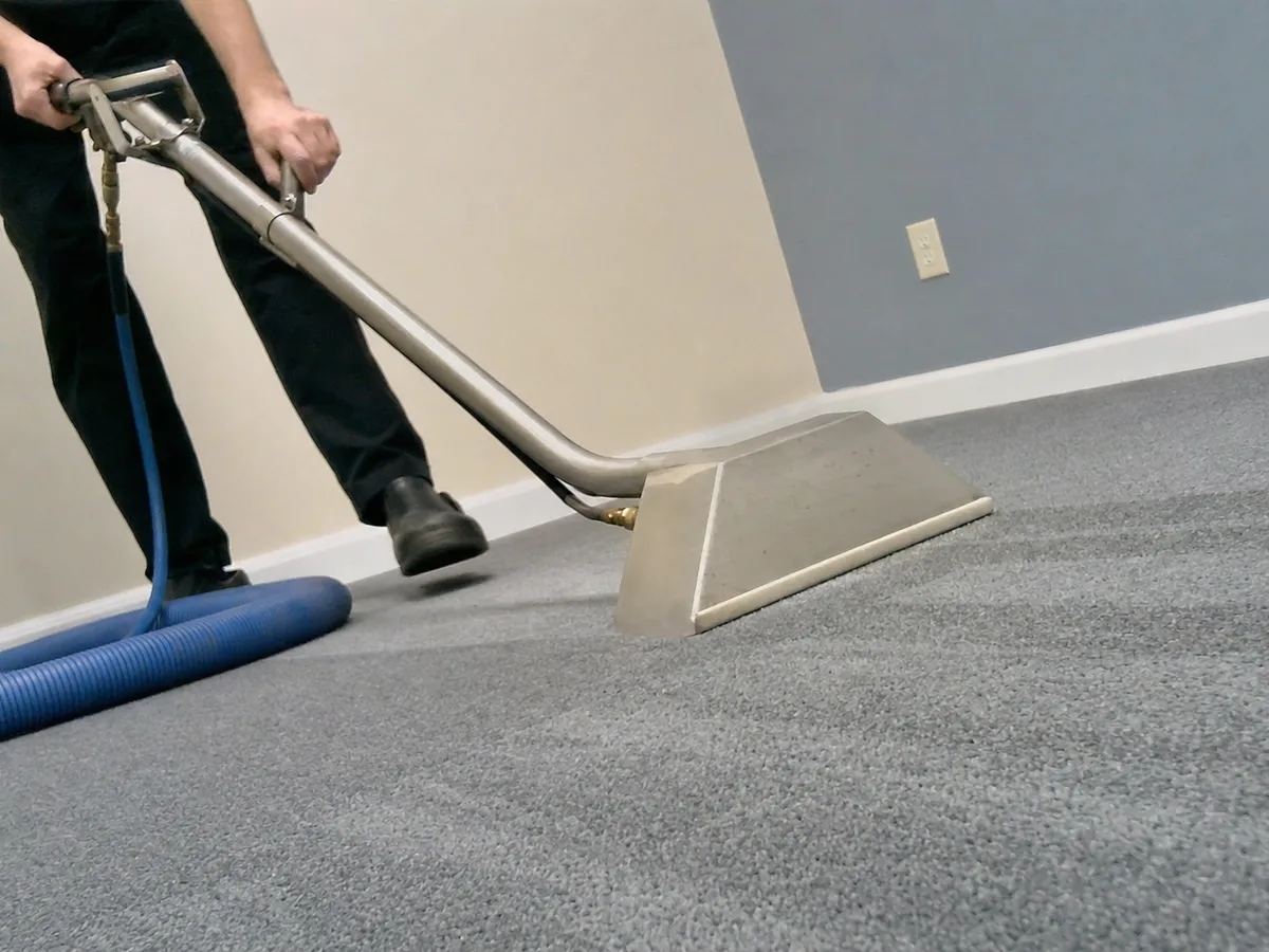 carpet cleaning technician on the job in Covina, CA